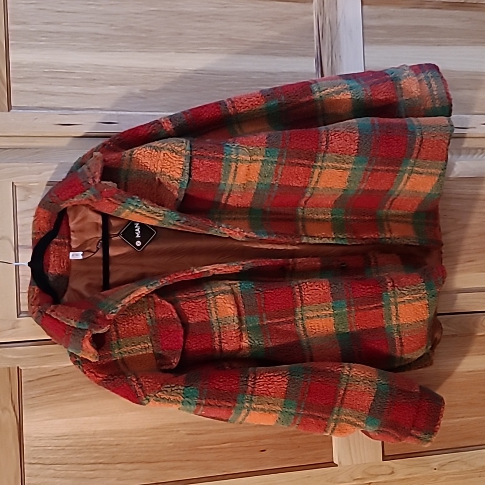 NWT Z Man Sherpa Jacket- plaid (red, green, orange) XXL